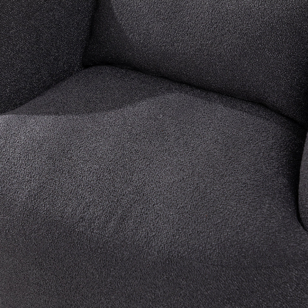 34" Wide Boucle Swivel Barrel Chair, No Assembly Round Upholstered Armchair Accent Chair Single Sofa Chair with Toss Pillow for Living Room and Bedroom, Taupe