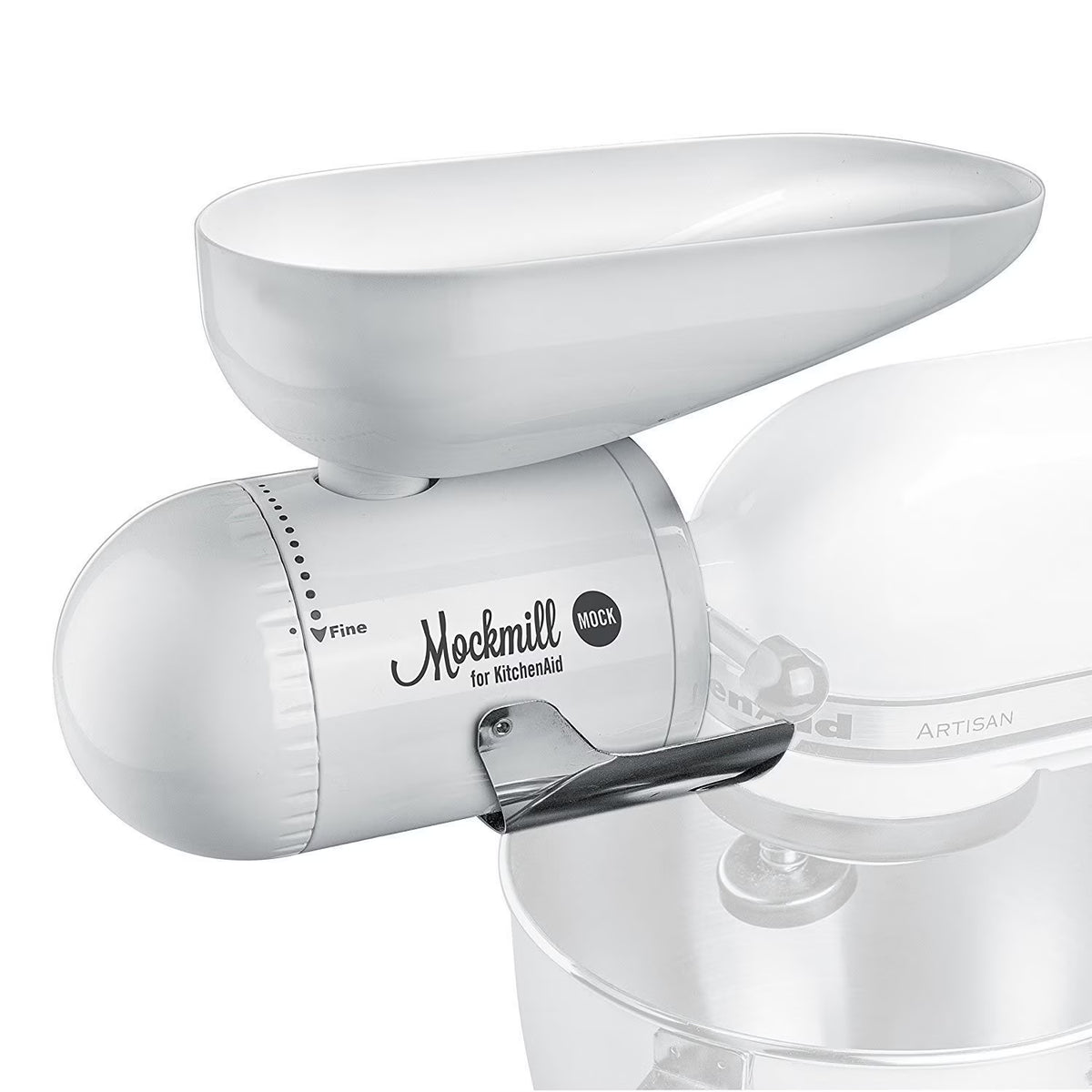 Wolfgang Mock  Mockmill KitchenAid White Metal and Ceramic Grain Mill Attachment