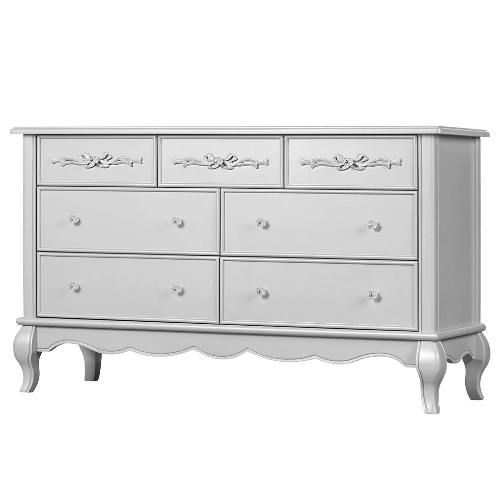Evolur Aurora 7-Drawer Double Dresser in Ivory Lace, Spacious Drawers