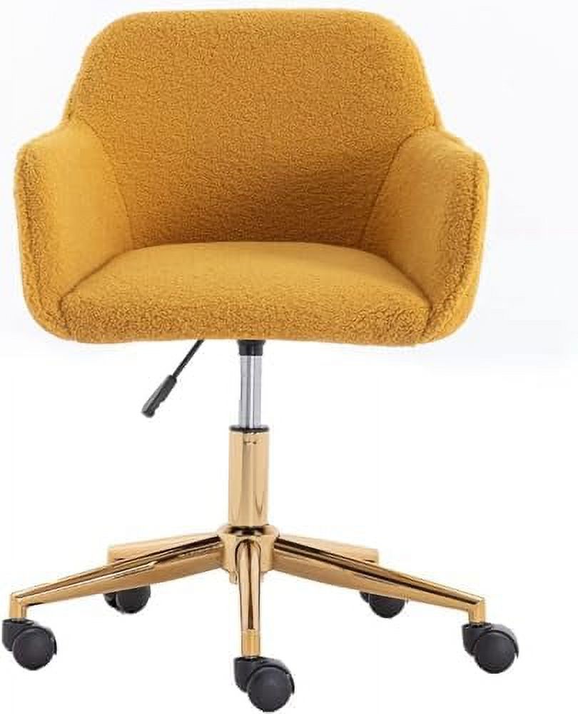 Modern Faux Fur Home Office Chair Height Adjustable, White Desk Chair Vanity Chair for Makeup Room, Rolling Desk Chairs with Wheels, Swivel Furry Cute Desk Chair for Teen Girls Women