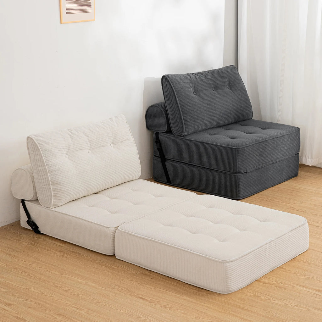 Hommpa Folding Sofa Bed Foldable Couch Bed Convertible Futon Chair with High Density Foam Filling with Pillow for Adult,Comfort chair bed for Living Room Bedroom,Gray,Single