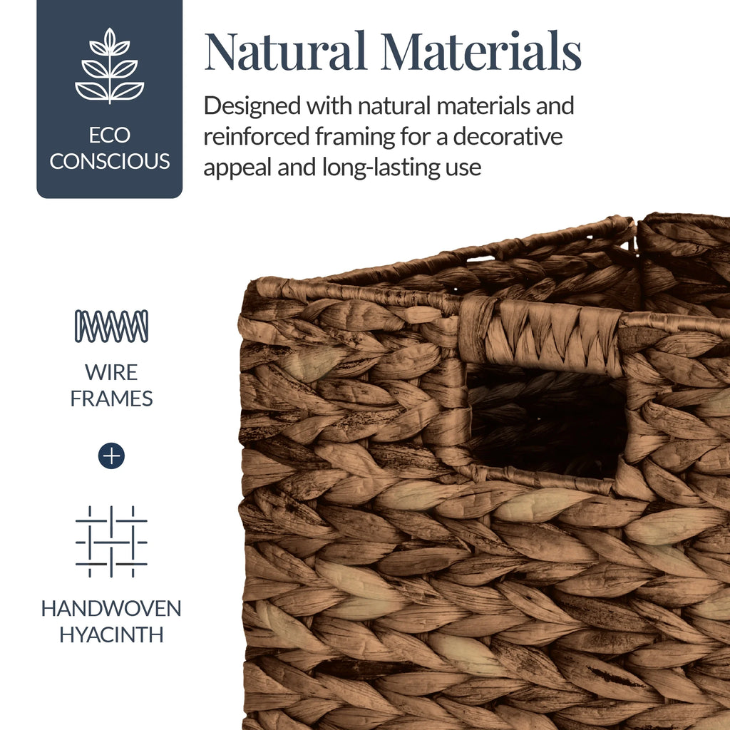 Best Choice Products 12x12in Hyacinth Baskets, Set of 5 Multipurpose Collapsible Organizers w/ Inserts - Natural