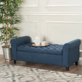 Noble House Amanda Dark Blue Fabric Armed Storage Bench