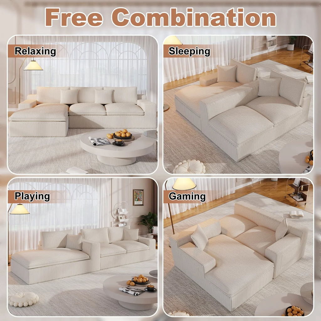 108�� Modular Sectional Sofa, Cloud Sectional Couch with Deep Seat, Modern Modular L-Shape Sofa Couch with Chaise,Upholstered Couches for Living Room Bedroom