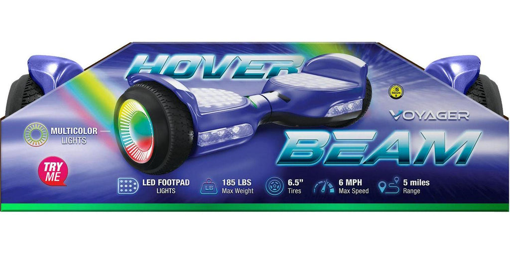 Voyager HoverBeam Purple Hoverboard with Light-up Wheels and Footboard. 185lb limit.