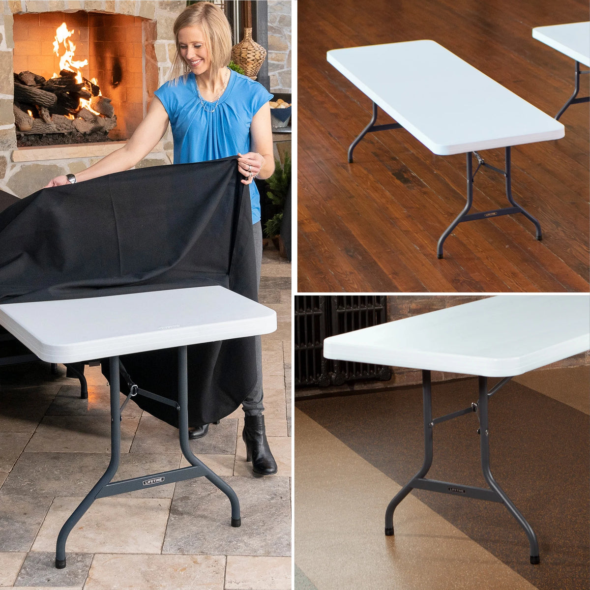 Lifetime Combo Set of (4) 8-Foot Rectangle Folding Tables & (32) Chairs, Indoor/Outdoor Use, White (80147)