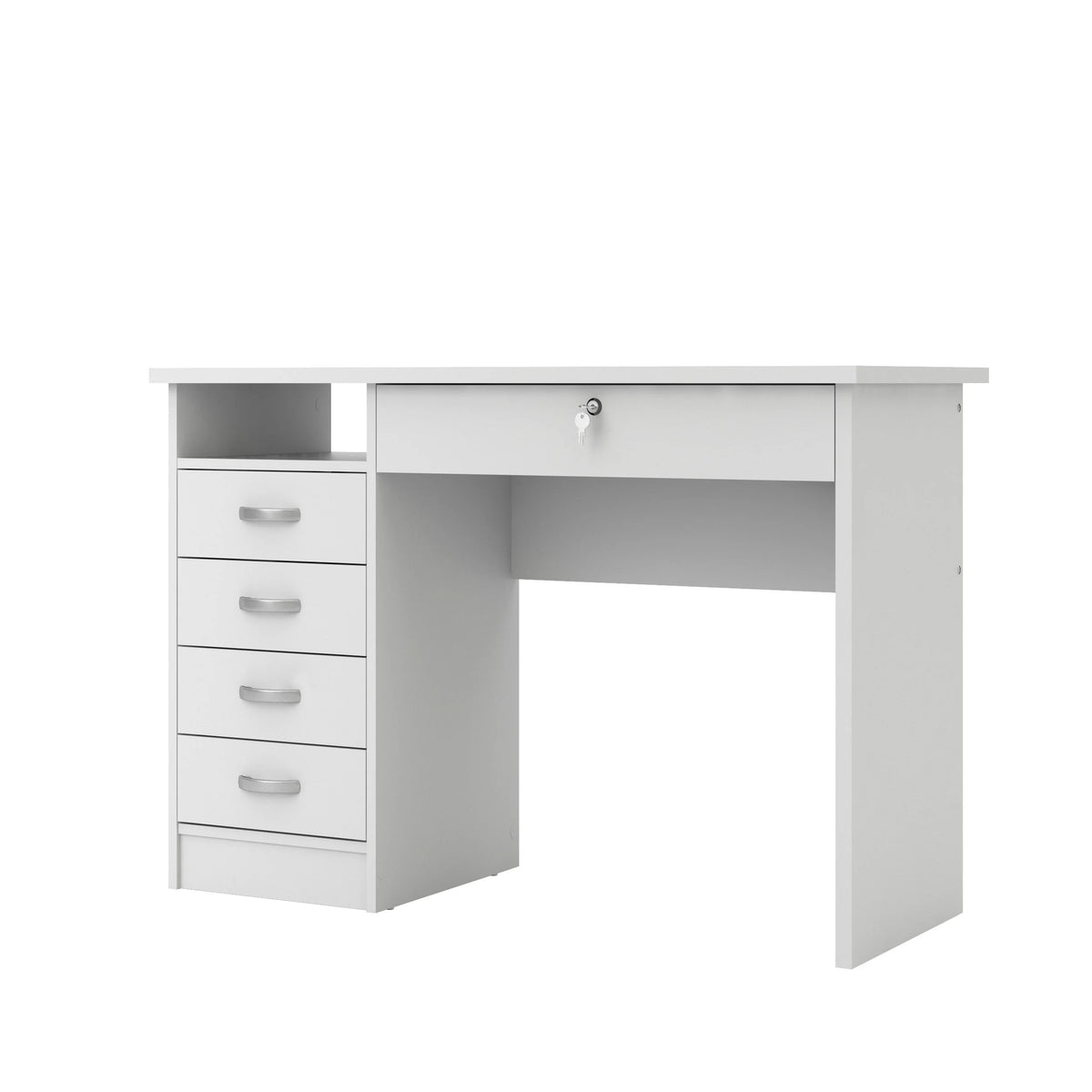 Tvilum Walden 5 Drawer Office Desk with 1 Locking Drawer for Adults, White