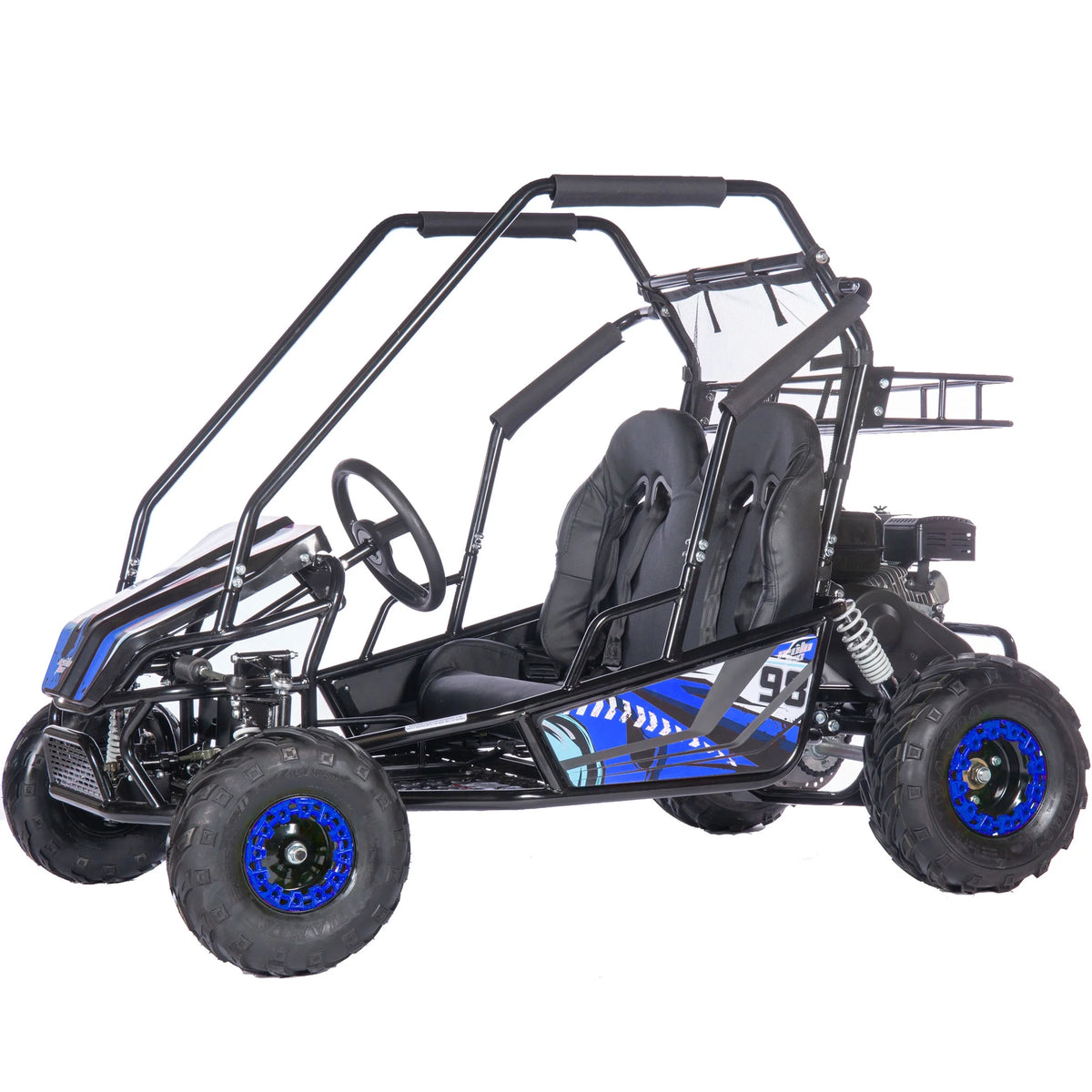 MotoTec Mud XL 212cc 2 Seat Go Kart Full Suspension Blue