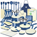54-Piece Kitchen Cookware Set �C Complete Non-Stick Ceramic Pots and Pans Set with Utensils, Bakeware, and Knife Set, Gas, Electric & Induction Compatible, Blush Pink Kitchen Essentials