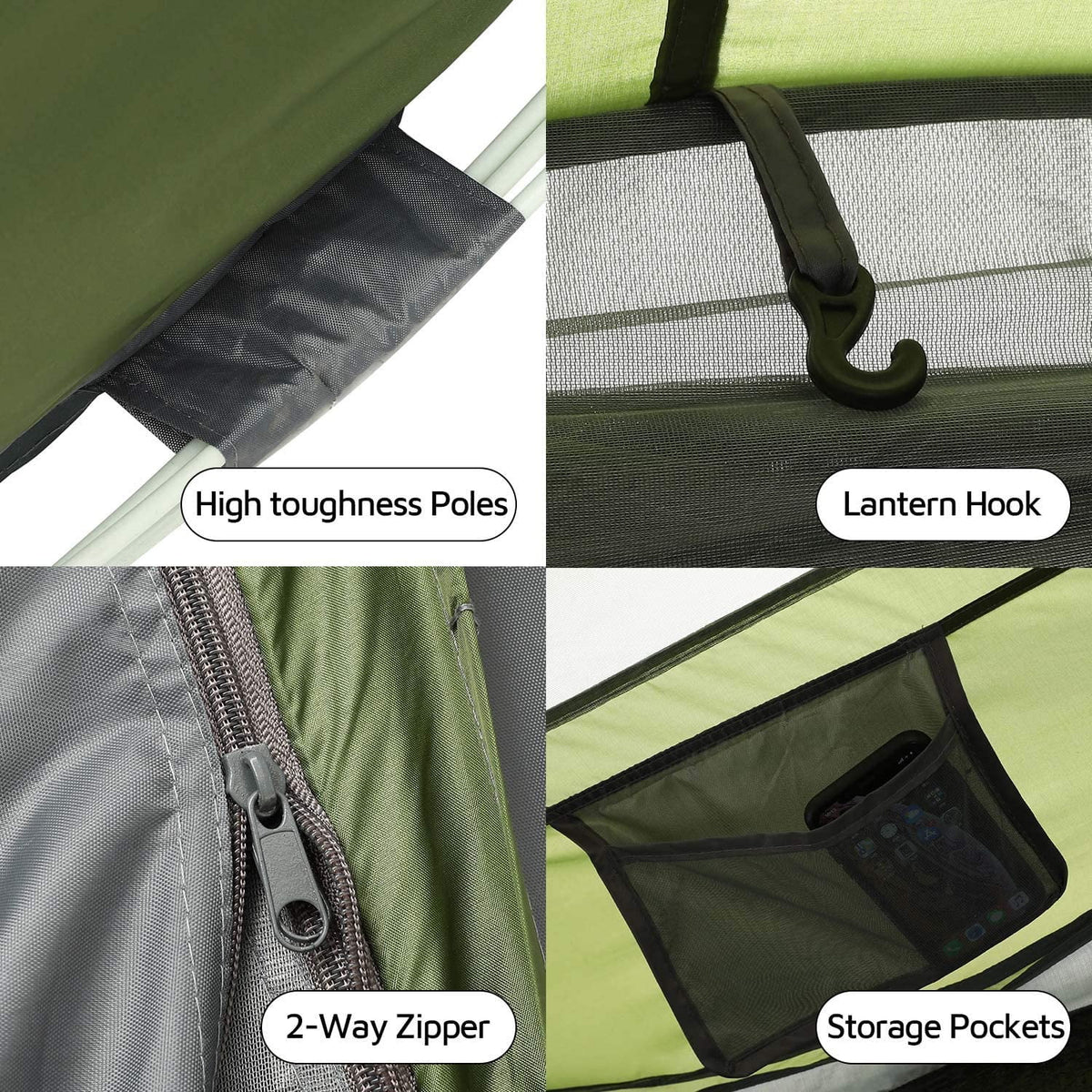 4 Person Easy Pop Up Tent,9.5’X6.6’X52'',Waterproof, Automatic Setup,2 Doors-Instant Family Tents for Camping, Hiking & Traveling