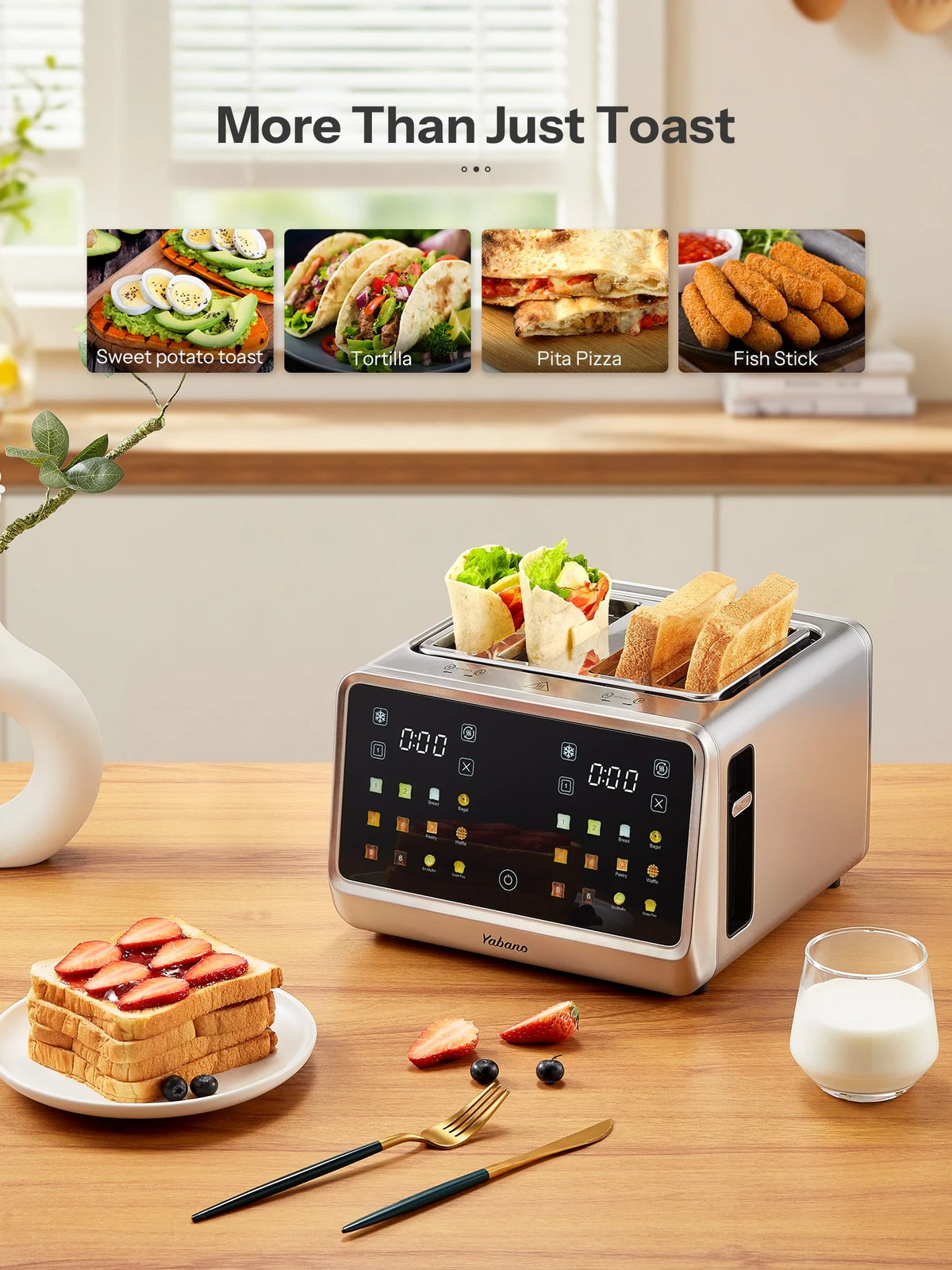 4 Slice Toaster, Touchscreen & Dual Independent Control Panel