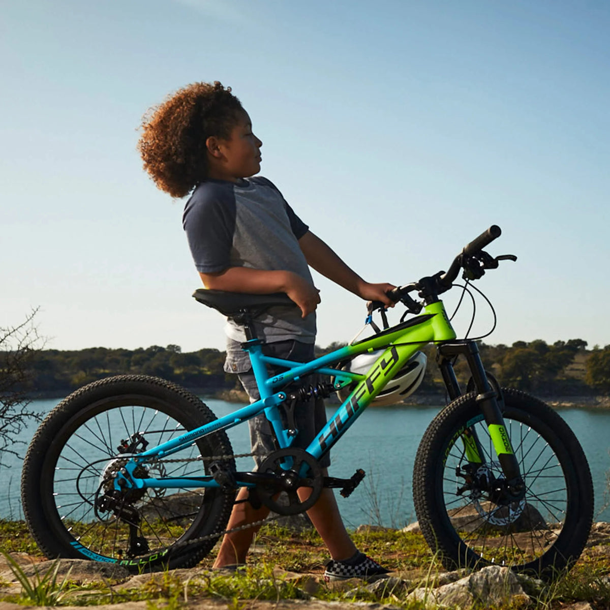20-inch Oxide Boys Mountain Bike for Kids , Lime / Blue