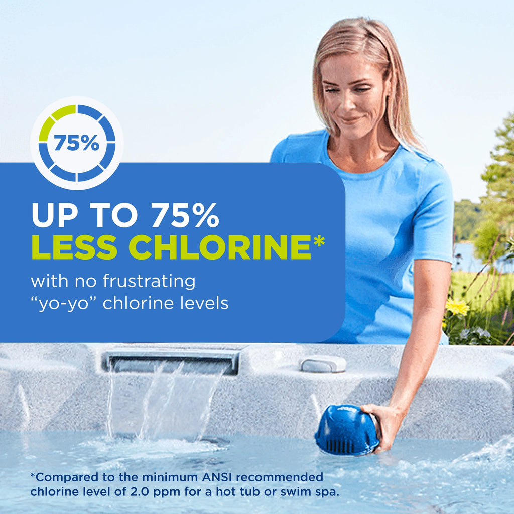 FROG @ease Floating System + 3 Pack of SmartChlor Replacements + 3 FROG Maintain Non-Chlorine Shock Treatments for Hot Tubs