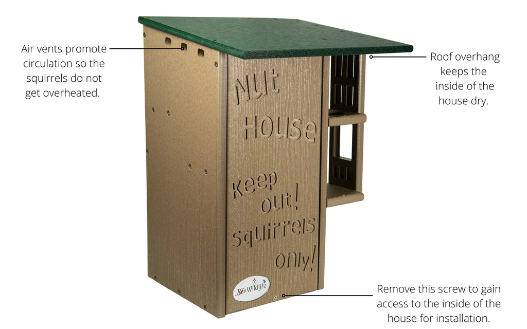 JCs Wildlife Ultimate Squirrel House Nesting Box (Blue/Gray) - A Perfect Home for Squirrels!
