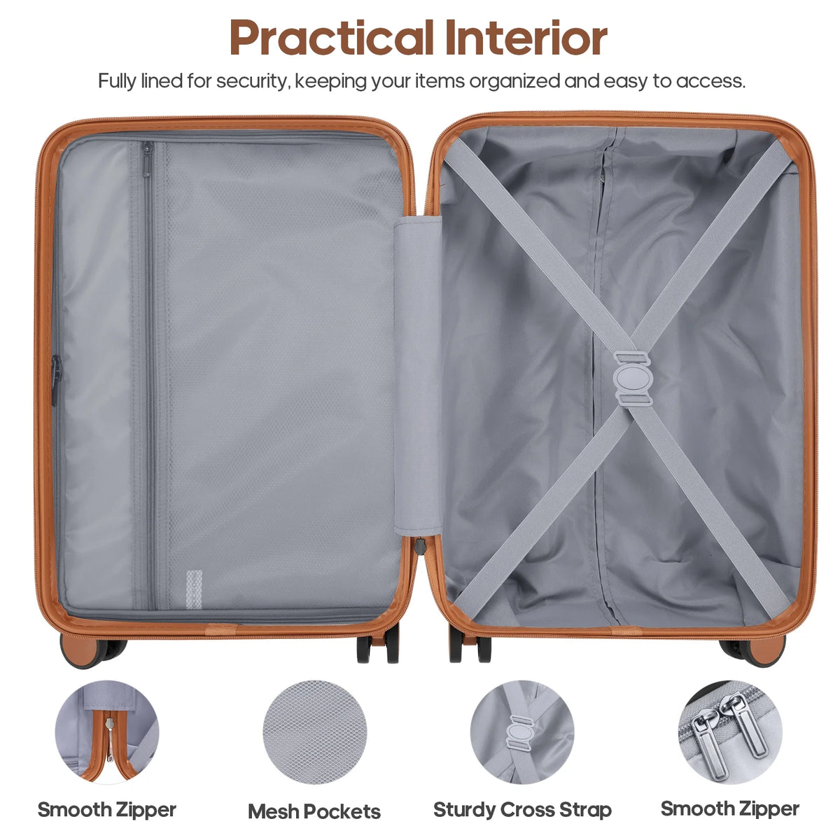 MIUSSE Carry on Luggage Set 3 Piece Hard Shell Luggage Sets with Spinner Wheels TSA Lock Carry on with Backpack Set
