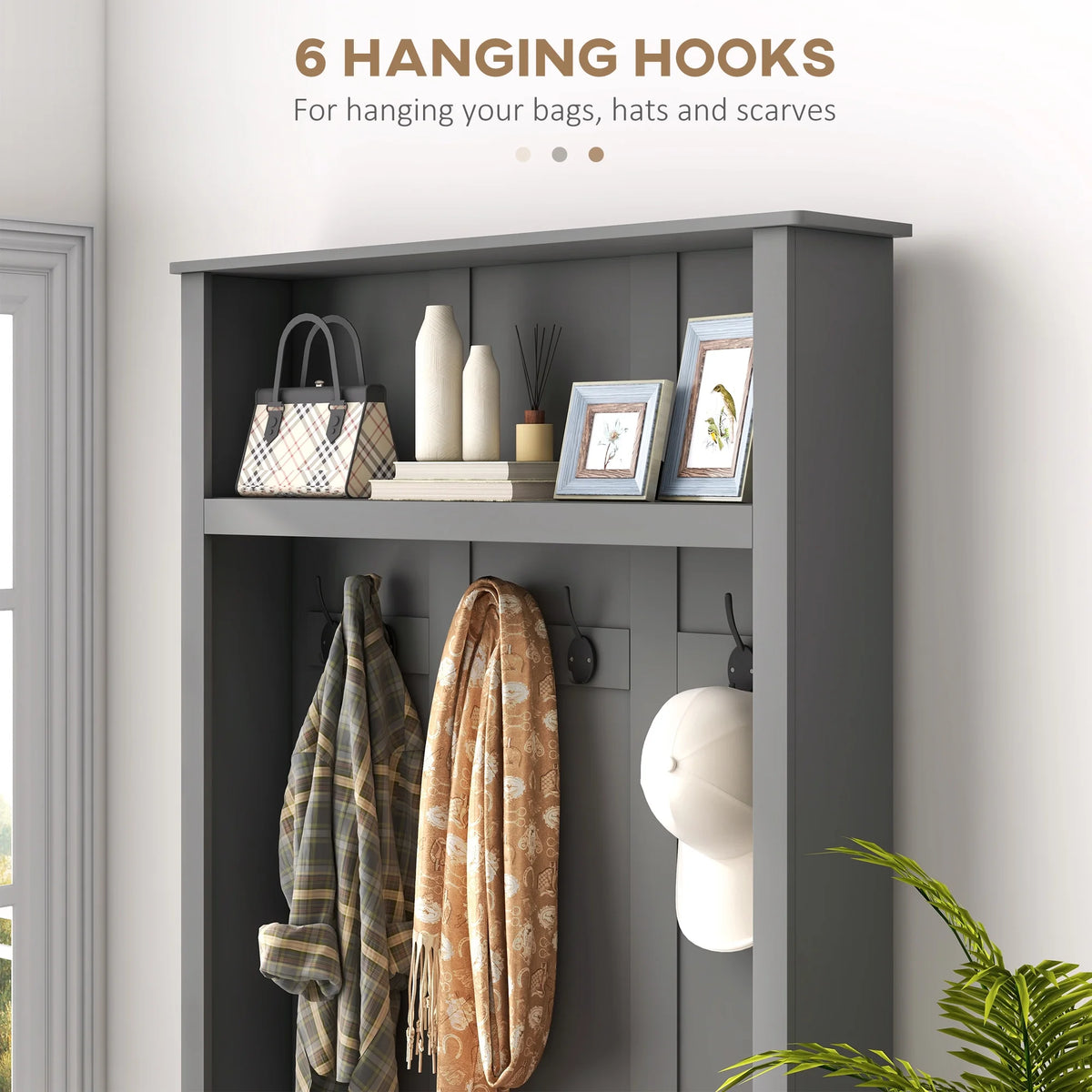 HOMCOM Hall Tree, Entryway Bench w/ Coat Rack, Shoe Cabinet, Black
