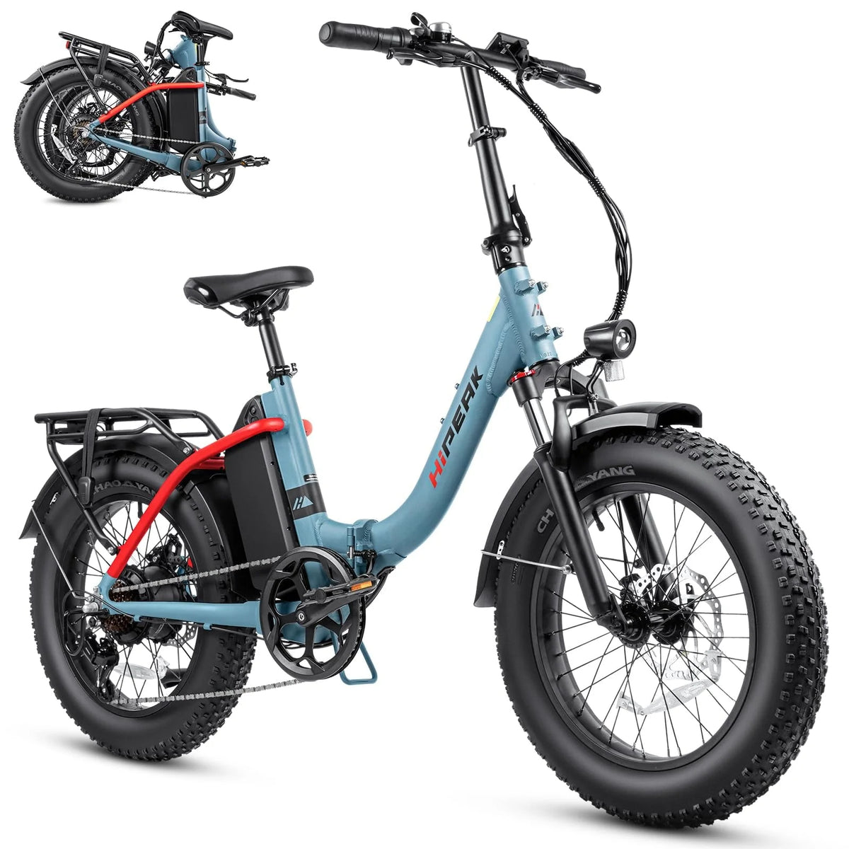 Hipeak 750W Electric Bike for Adults Folding Ebike 48V 15Ah 20" x 4.0" Fat Tire Electric Bike with Removable Battery, Foldable Adults Electric Bicycles 25MPH Front Suspension