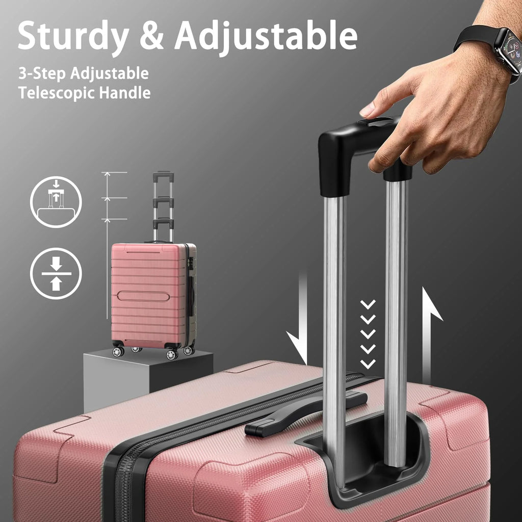 ALPULON 3 Piece Luggage Sets with TSA Locks, Hardside Suitcase Set with Spinner Wheels, 20in24in28in, Light Blue