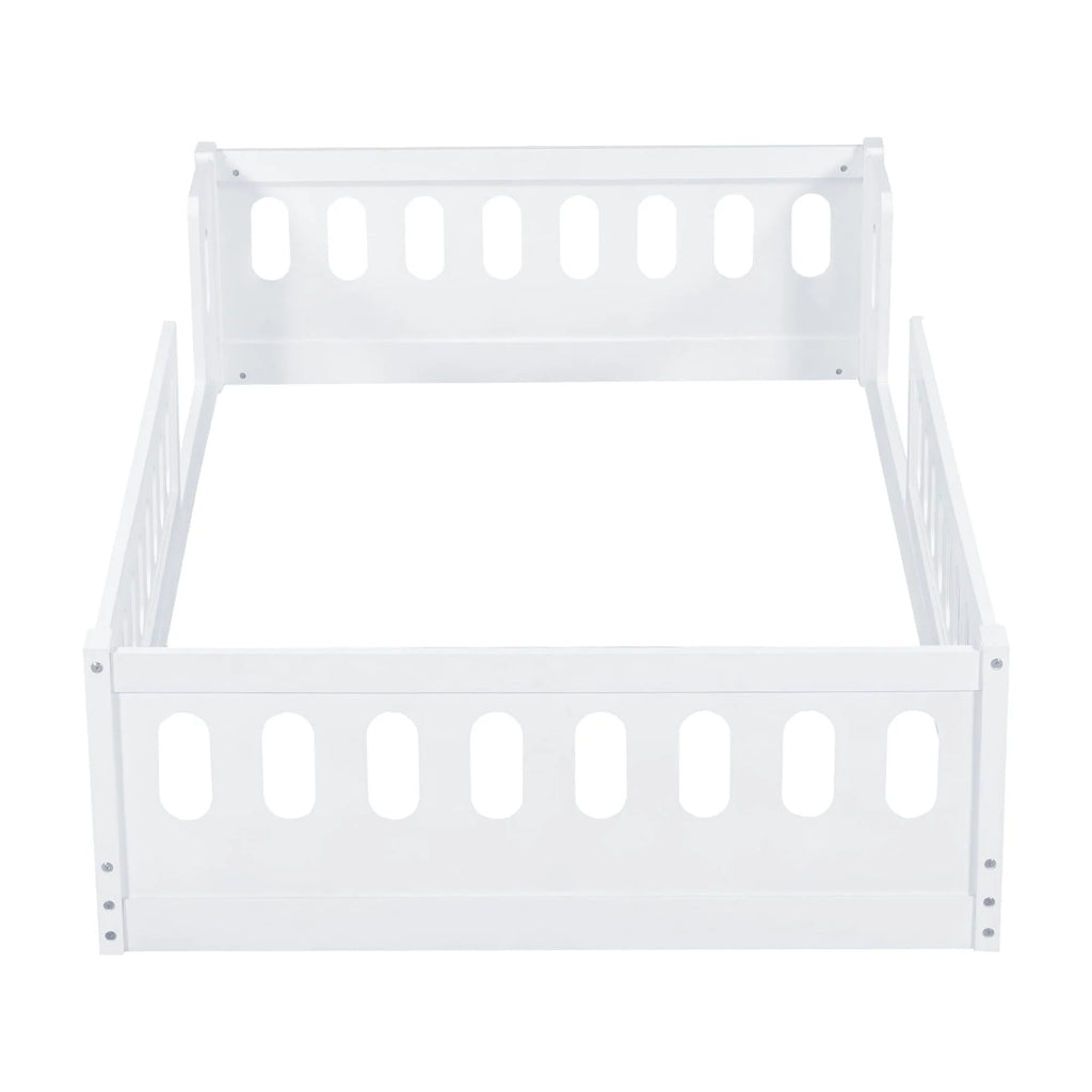Euroco Wood Twin Size Platform Bed with Guardrail for Toddler and Kids