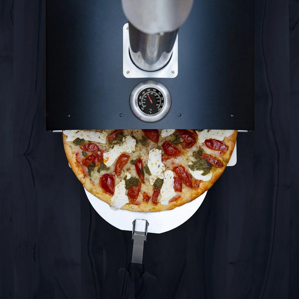 Deco Chef Outdoor Pizza Oven with 2-in-1 Pizza and Grill Oven Functionality, 13" Pizza Stone, Portable Stainless Steel Construction, Pizza Peel, Dough Scraper, Scoop, Slotted Grill (Black)