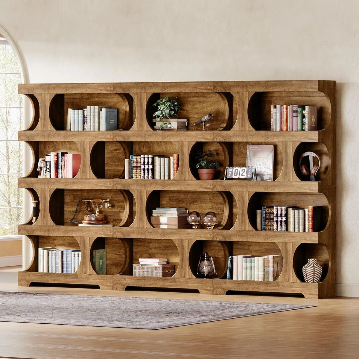Tribesigns 71" Tall Bookcase, 4-Tier S-Shaped Bookshelf, Wood Decorative Storage Shelving, Modern Freestanding Display Shelves