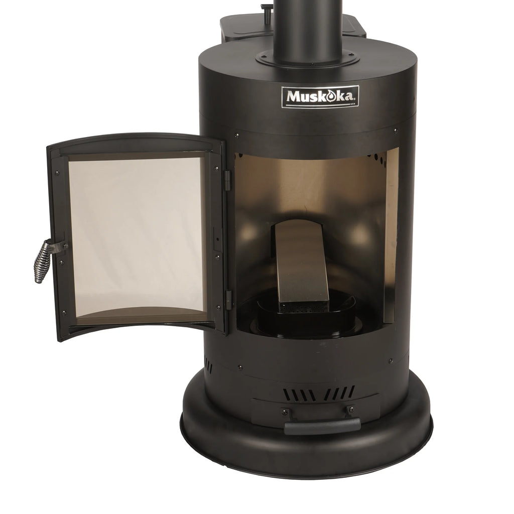 Muskoka 84" High 75,000 BTU Black Steel Wood Pellet Patio Heater