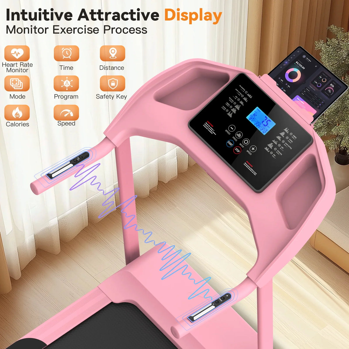 Treadmill with 8% Incline, 3.0 HP Foldable Compact Treadmill with Sit-up Function, 300 lbs Walking Running Treadmill with LCD Display for Exercise, 12 Programs