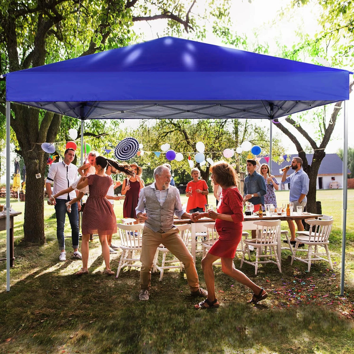 GVDV Canopy Tent, 10x10 ft Easy Pop up Outdoor Canopy Tent, Portable Straight Leg Gazebo Instant Canopy, Blue