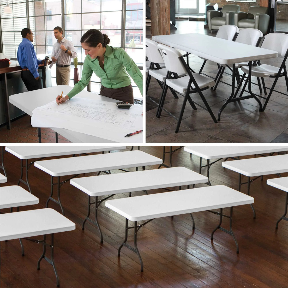 Lifetime 6' Commercial Grade High-Quality Folding Table, White