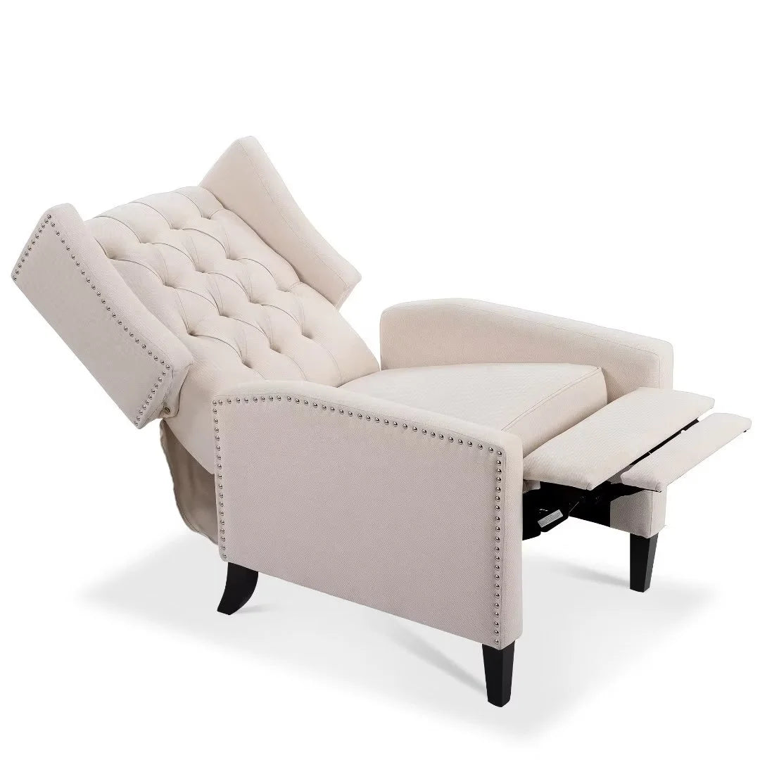Recliner Chair, Living Room Chairs with Arms, Adjustable Single Reclining Sofa, Home Theater Seating Arm Chair with Thick Padded Seat, Footrest, Lounge Chair for Bedroom, Blue