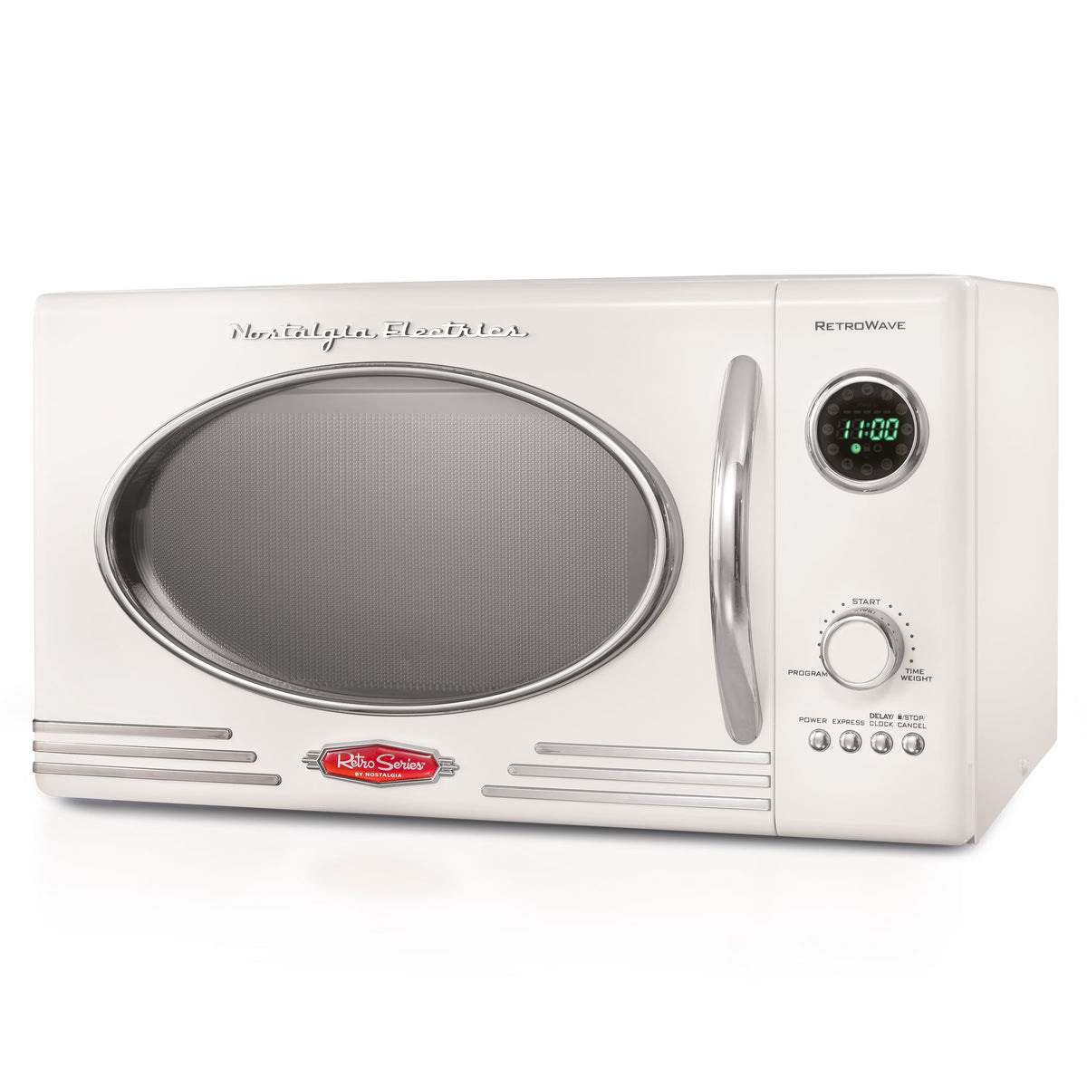 Nostalgia Retro Microwave for Countertop 0.9 cu ft Vintage Microwave, Ivory