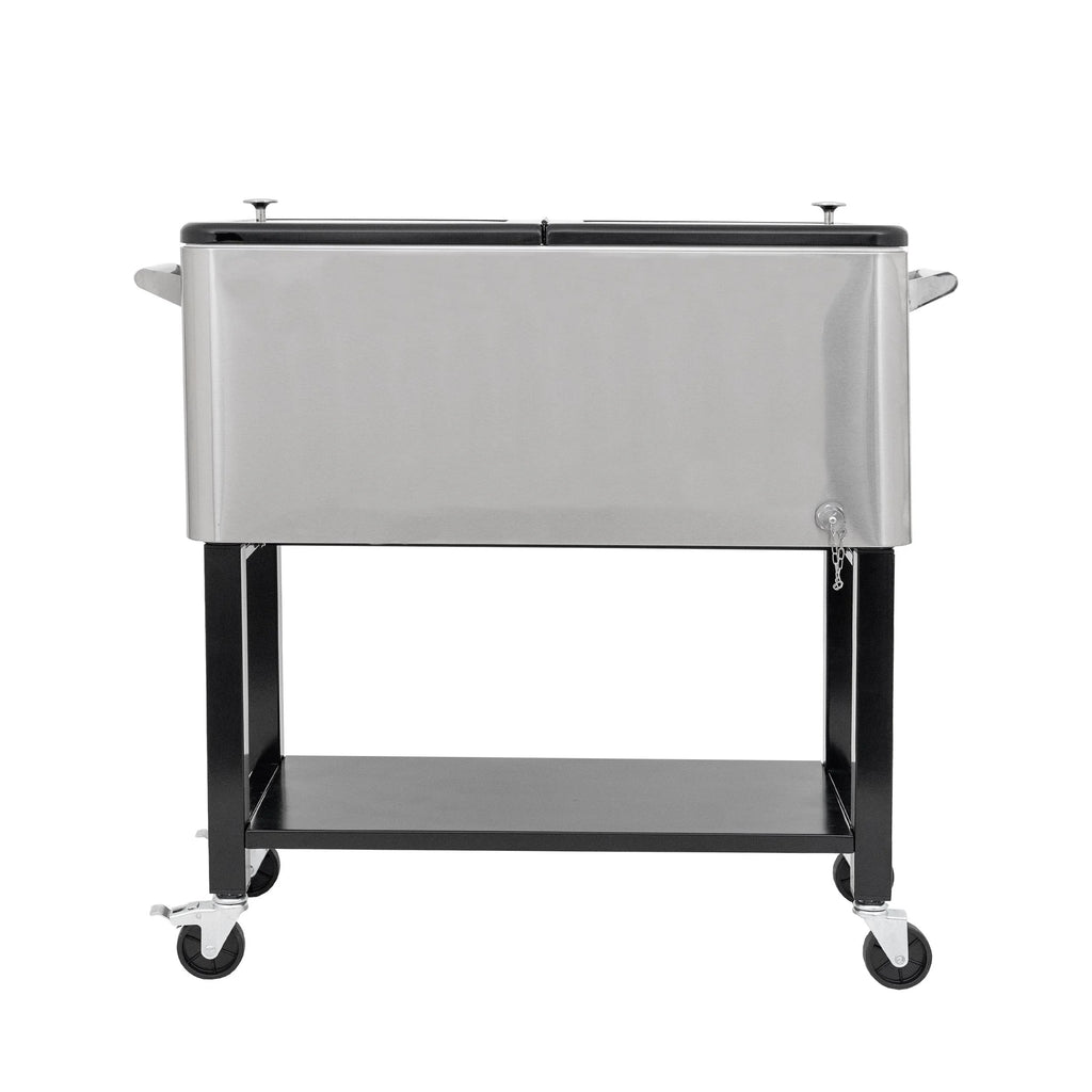 Permasteel 80-Qt Outdoor Steel Patio Cooler with Removable Basin, Rolling Cooler with Wheels, Teal Green