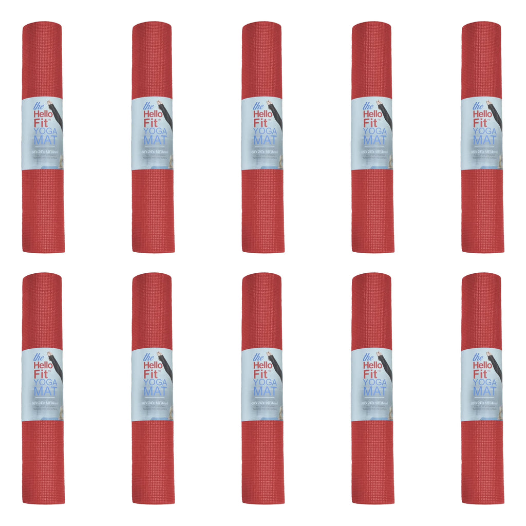 Hello Fit Bulk Yoga Mats, 10-Pack – 68" x 24", 4mm Thick, Non-Slip & Non-Toxic – Ideal for Schools, Studios & Gyms, Assorted