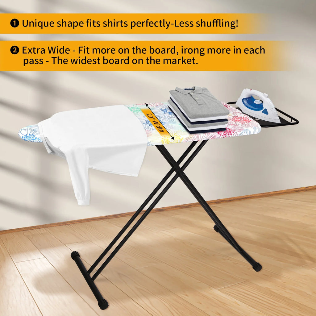 KDJ HOME Slieton Extra Large Ironing Board with Hang Rail, 20-Inch Wide