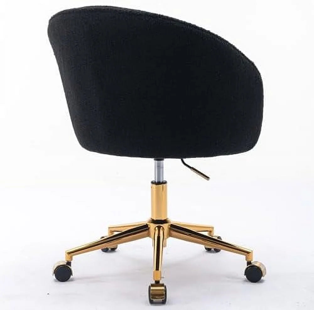 Modern Faux Fur Home Office Chair Height Adjustable, White Desk Chair Vanity Chair for Makeup Room, Rolling Desk Chairs with Wheels, Swivel Furry Cute Desk Chair for Teen Girls Women