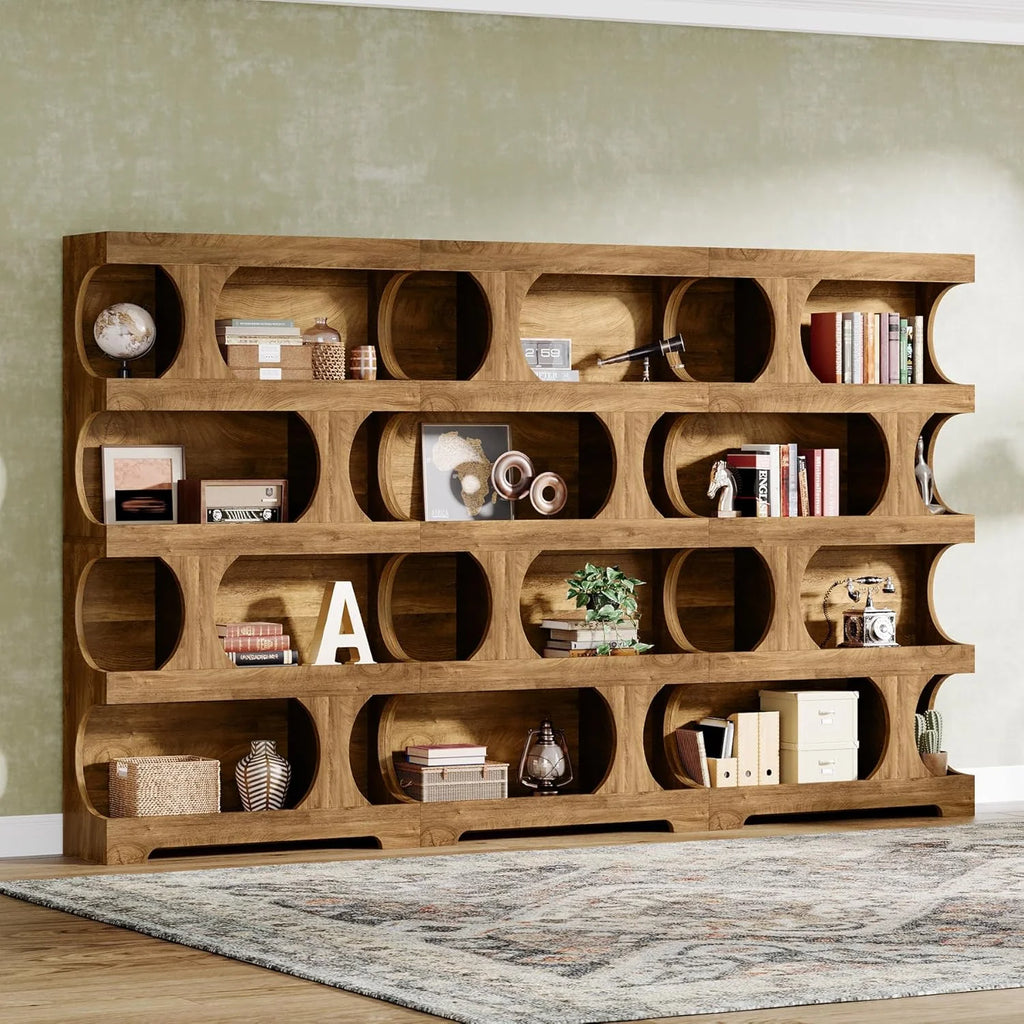 Tribesigns 71" Tall Bookcase, 4-Tier S-Shaped Bookshelf, Wood Decorative Storage Shelving, Modern Freestanding Display Shelves