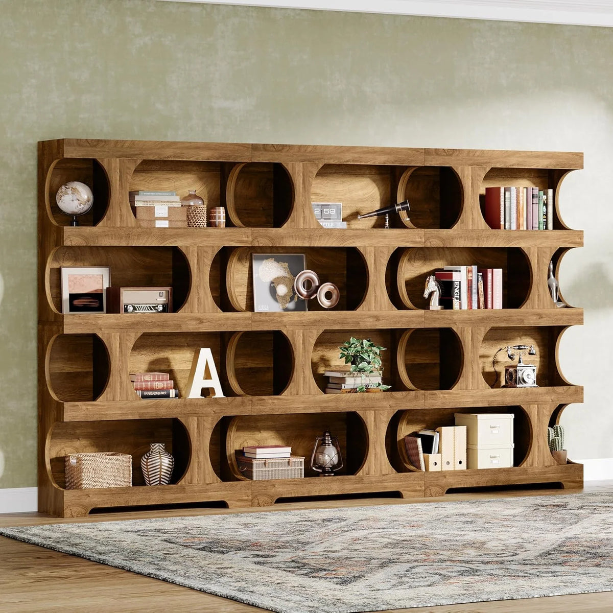 Tribesigns 71" Tall Bookcase, 4-Tier S-Shaped Bookshelf, Wood Decorative Storage Shelving, Modern Freestanding Display Shelves