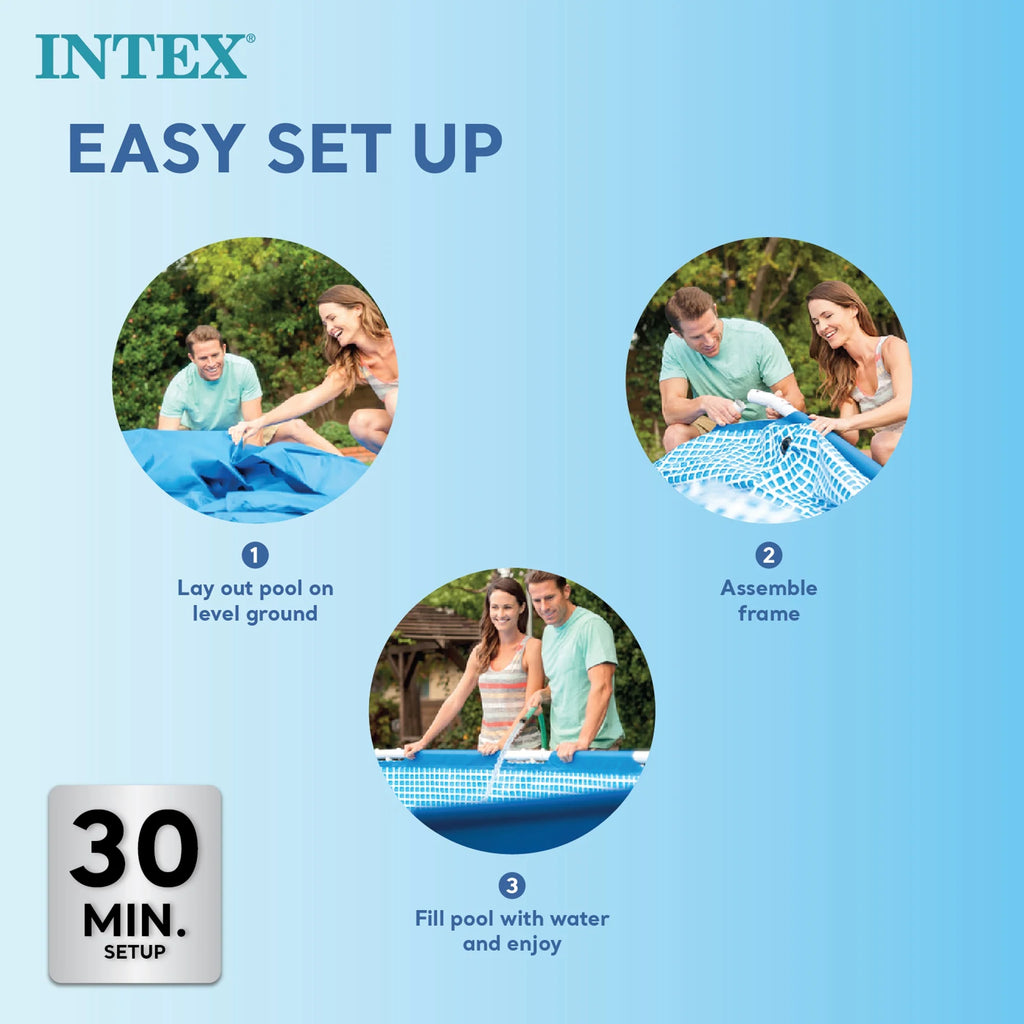 Open Box Intex 9.8'x29.5" Rectangular Frame Above Ground Outdoor Swimming Pool