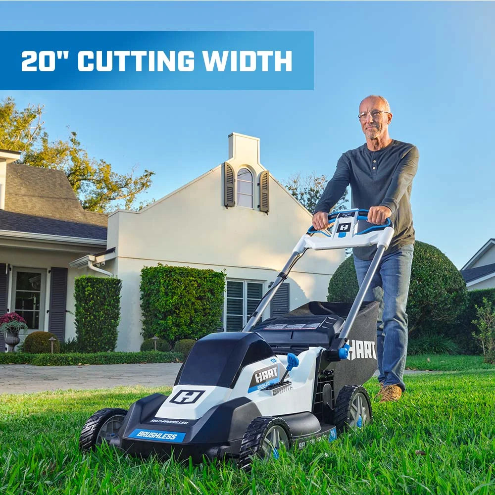 HART 40-Volt Cordless 20-inch Brushless Self Propelled Mower Kit, (1) 6.0 Ah Lithium-Ion Battery