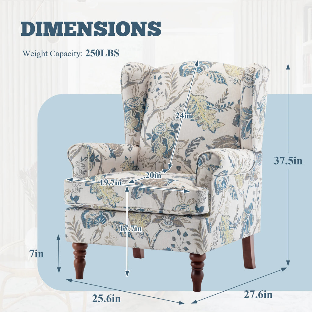 EROMMY Upholstered Accent Chair, Floral Print Fabric Armchair