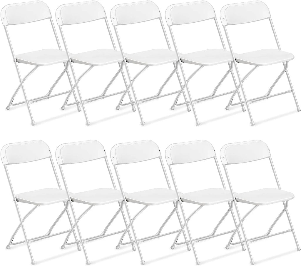 Ktaxon 10 Pack Commercial Plastic Folding Chairs Stackable Wedding Party Chairs for Adults, White