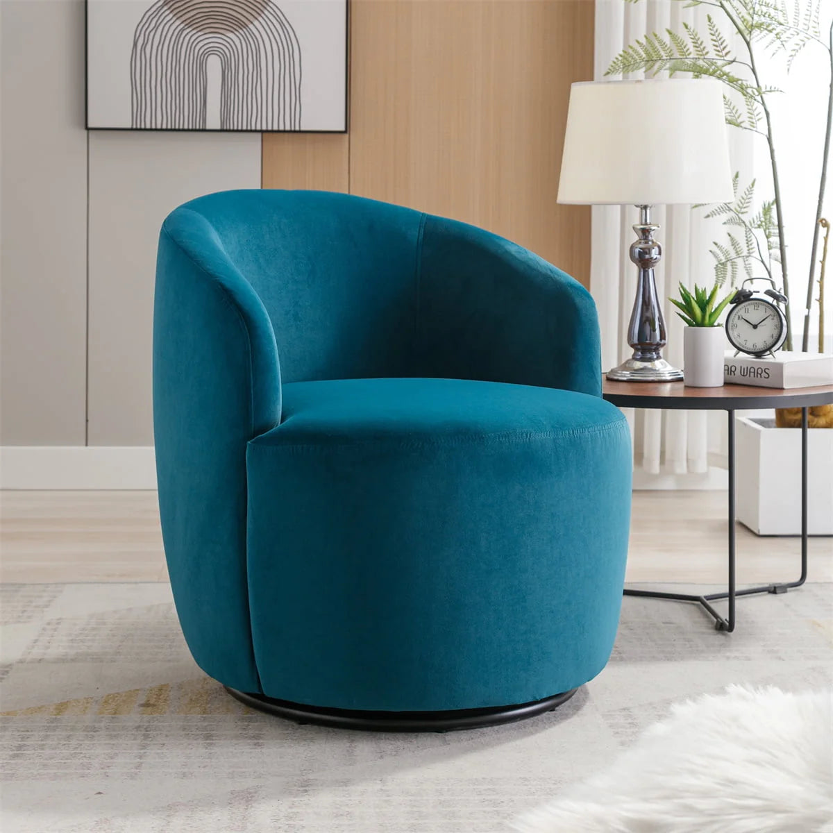 Swivel Accent Chair,Modern 360°Swivel Barrel Chair Leisure Chair,Accent Round Barrel Chair Reading Chair,Round Bucket Arm Chair with Comfy Tufted Back for Living Room Bedroom,Light Pink