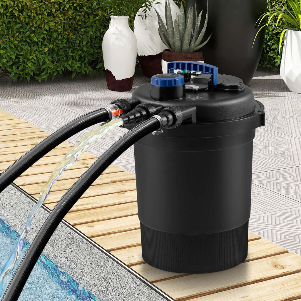 Costway Pond Pressure Bio Filter 4000GAL W/ 13W UV Sterilizer Light 10000L Koi Water