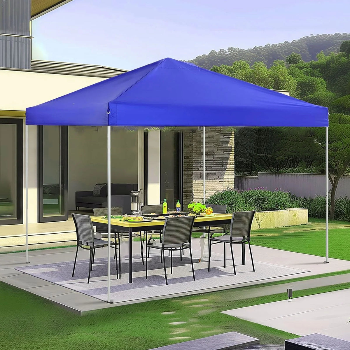 GVDV Canopy Tent, 10x10 ft Easy Pop up Outdoor Canopy Tent, Portable Straight Leg Gazebo Instant Canopy, Blue