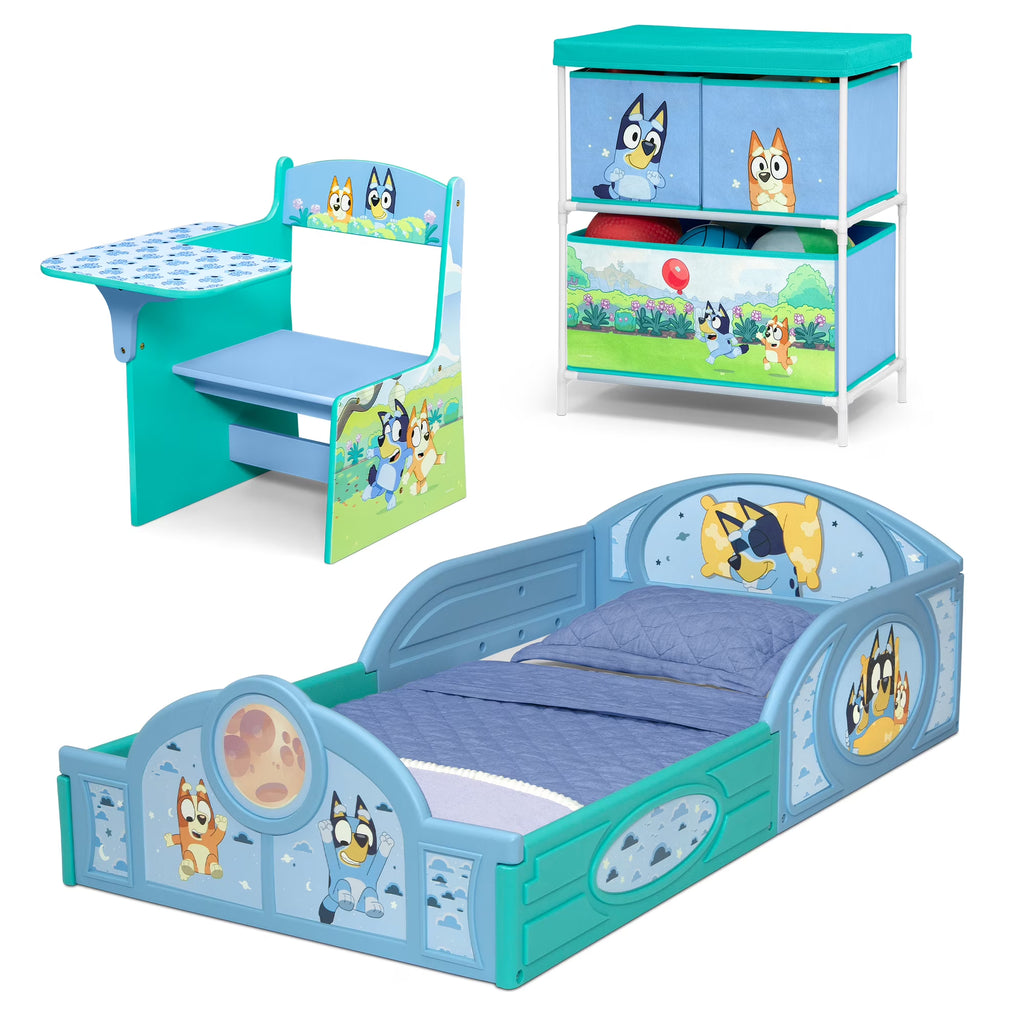 Bluey 3-Piece Toddler Bedroom Set by Delta Children, Blue
