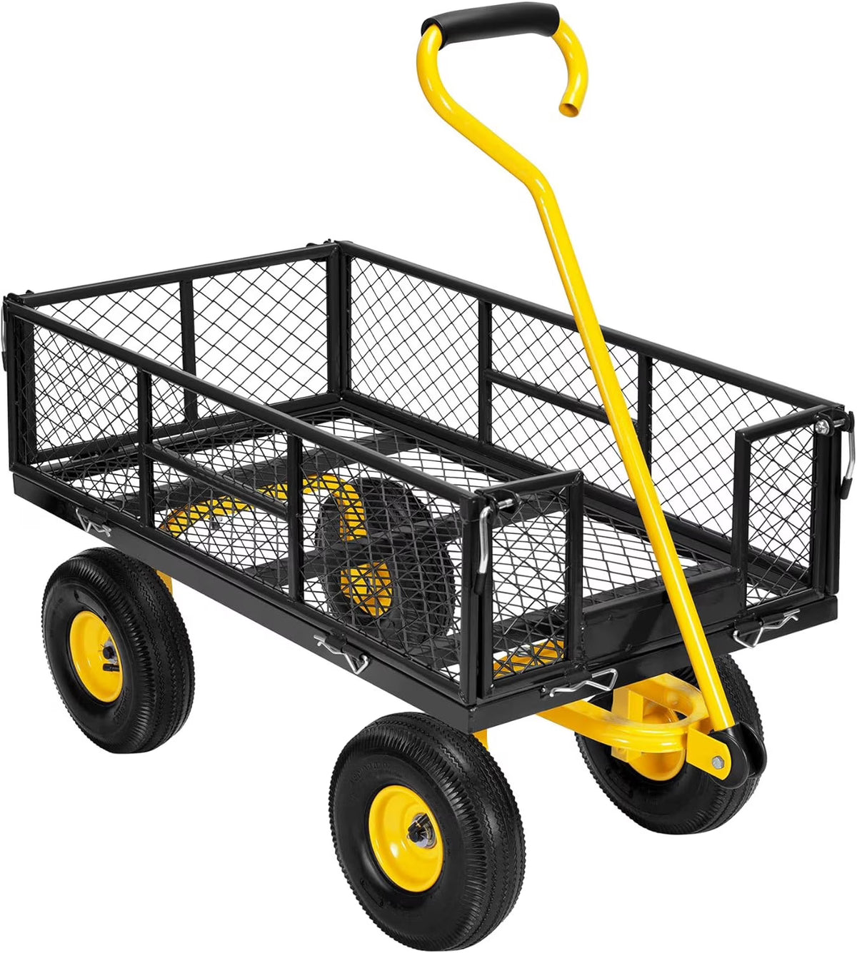 SPECSTAR Mesh Steel Garden Cart 880 lbs Capacity, 38" x 21" Folding Utility Wagon with 10 Inch Wheels