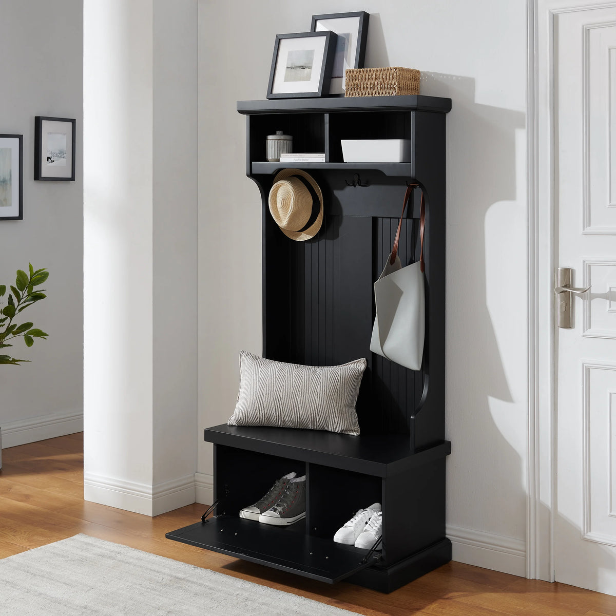 Crosley Furniture Shoreline Coastal MDF Wood Hall Tree in White