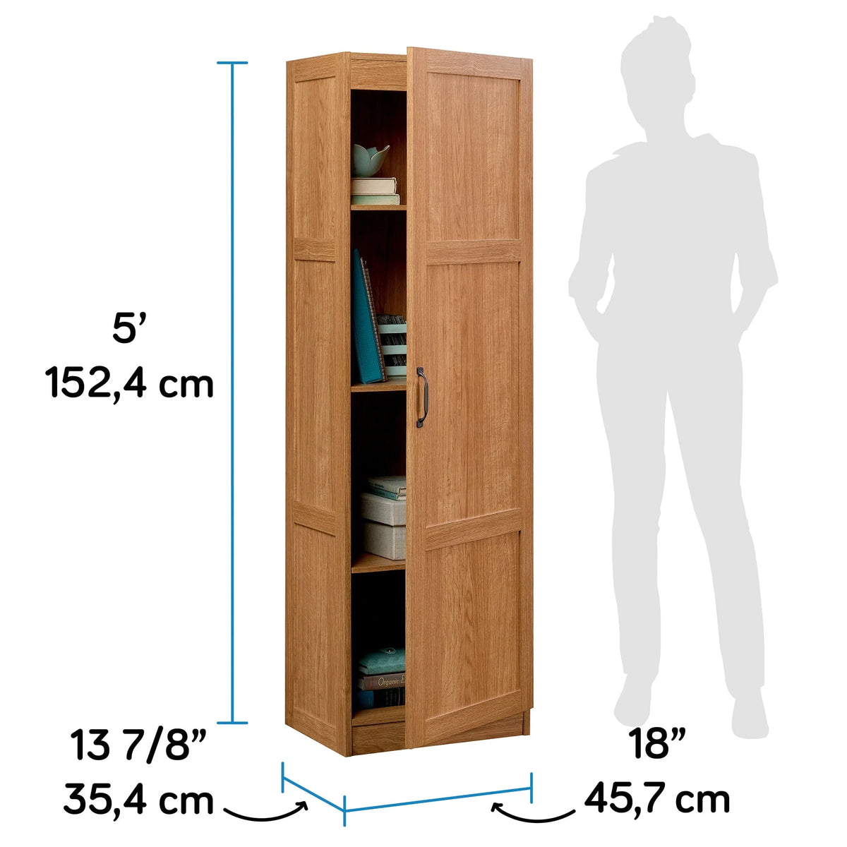 Sauder Storage Cabinet, Highland Oak Finish