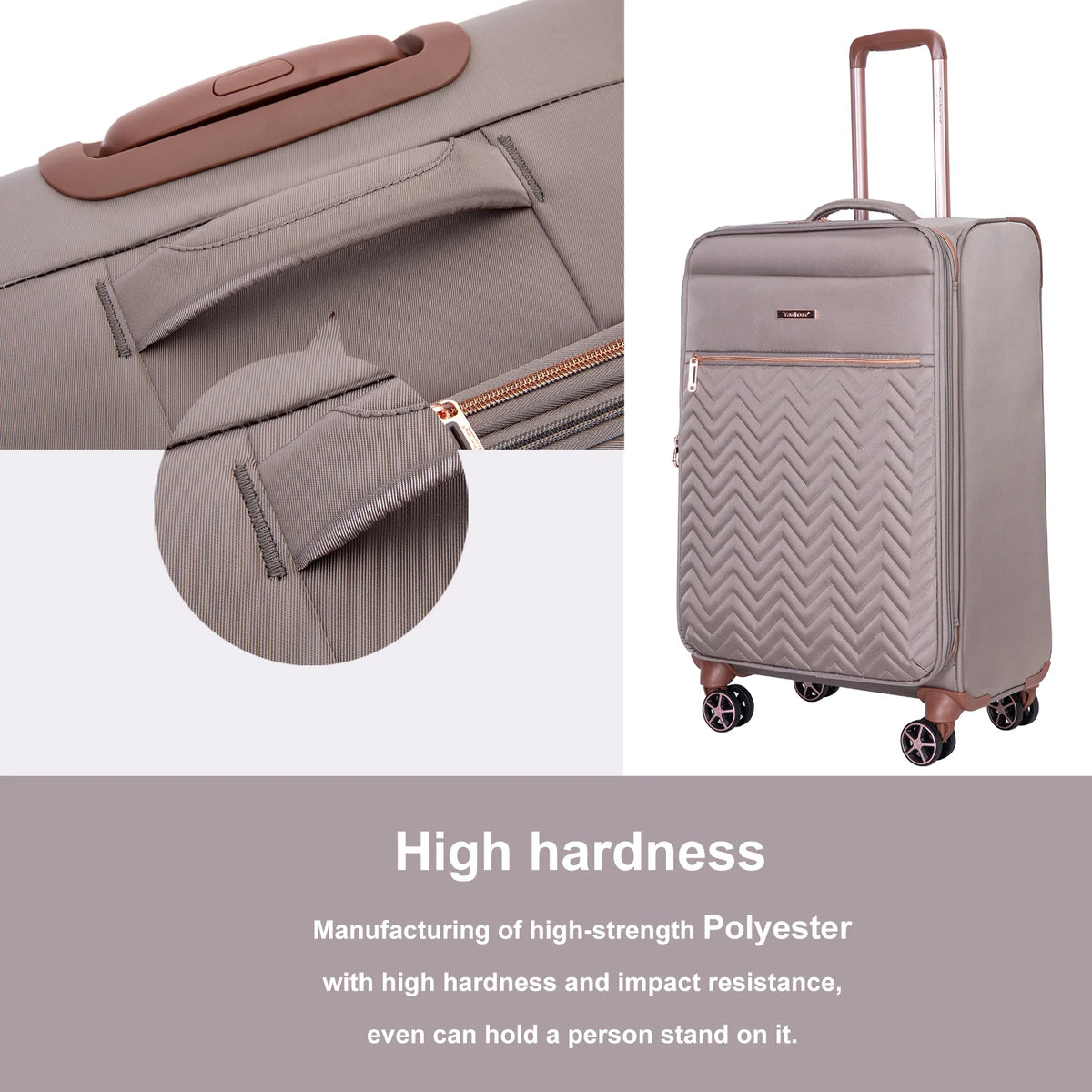 Travelhouse 4 Piece Luggage Set Softside Expandable Lightweight Suitcase with Double Spinner Wheels.(Black)