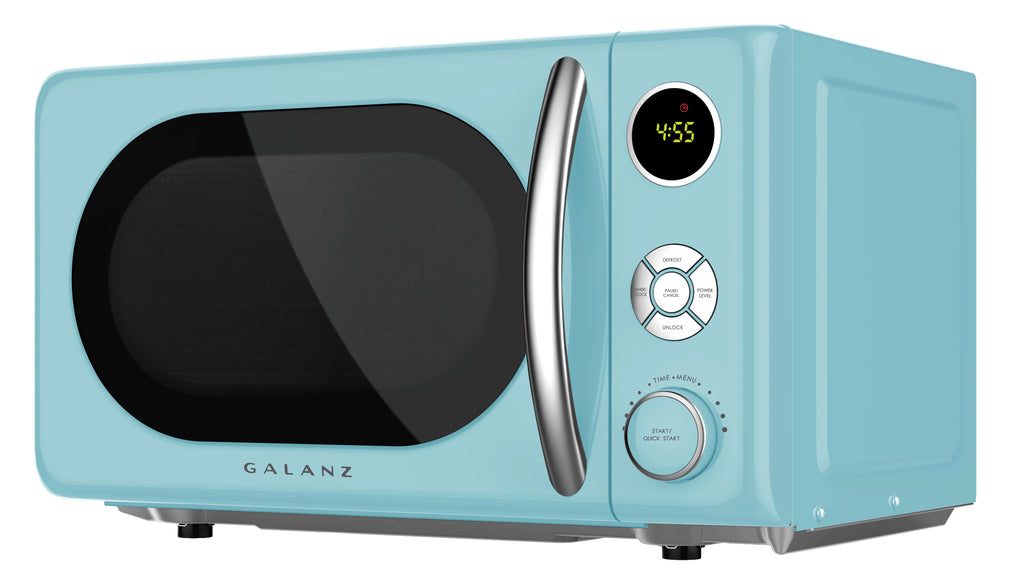 Galanz 0.7 Cu ft Retro Countertop Microwave Oven, 700 Watts, Blue, New